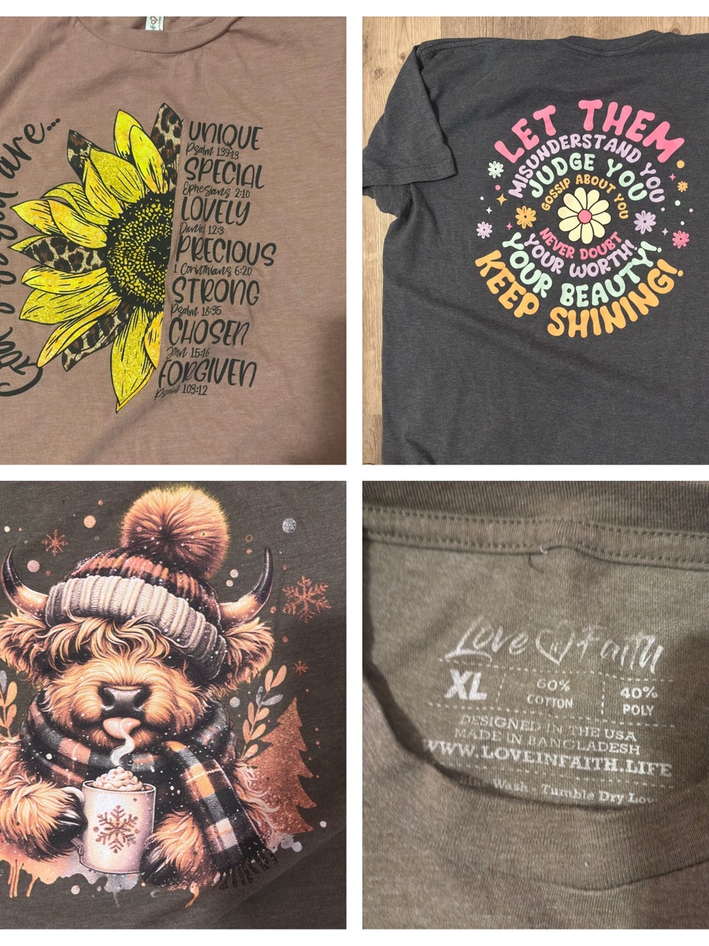 ‘Love In Faith’ T-Shirts for women. Size XL. Lot of 3